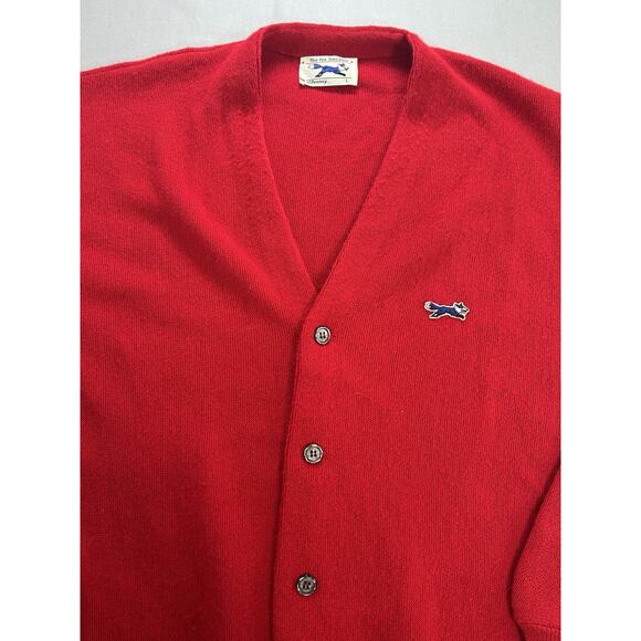JC Penny The Fox Sweater Classic V-Neck Cardigan Sweater Men's Large Vintage 80s - Picture 2 of 5
